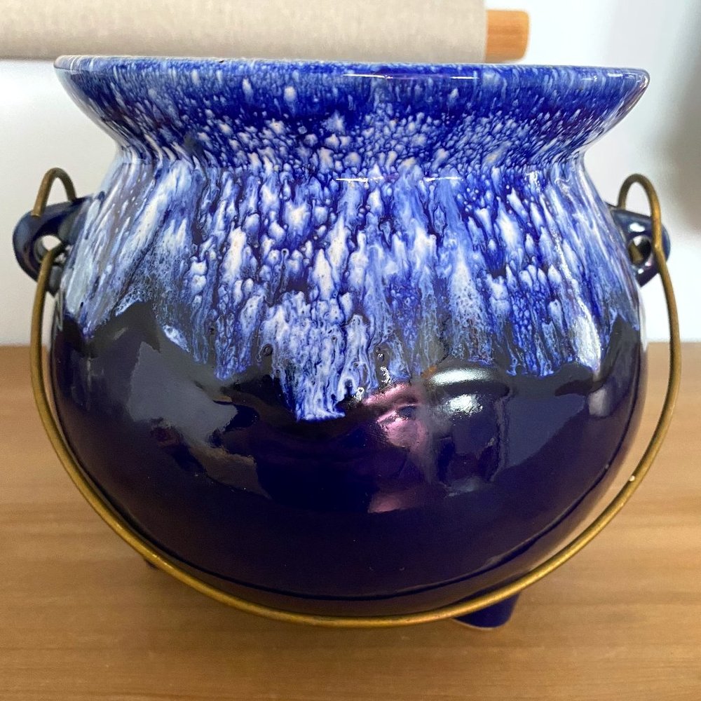 Vintage Glazed Ceramic Pot/ Planter/ Cauldron